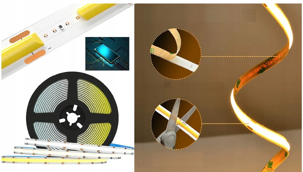 BERGE LED pásik COB Neon 24V - 480D - 9W/m - IP20 - 990lm - 1m - neutrálna farba