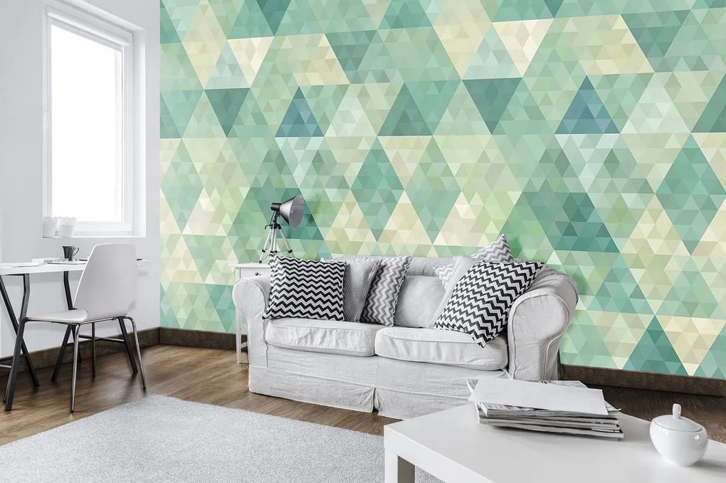 Fototapeta - Tyrkysové trojuholníky (152,5x104 cm)
