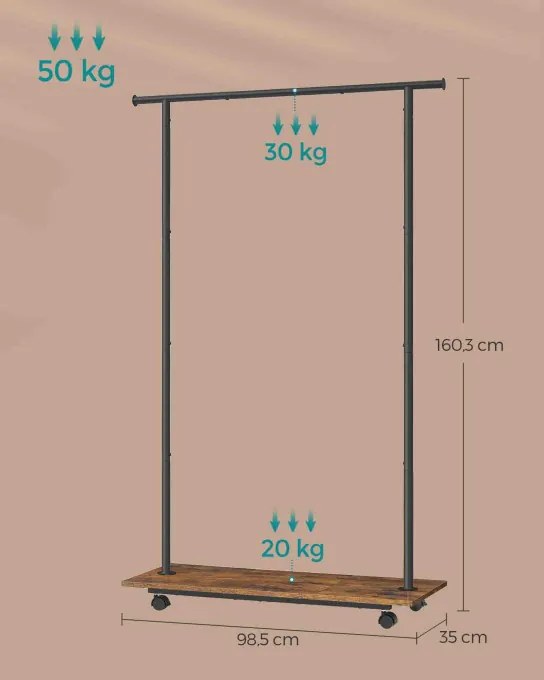 Závesný stojan na kolieskach HSR151B01