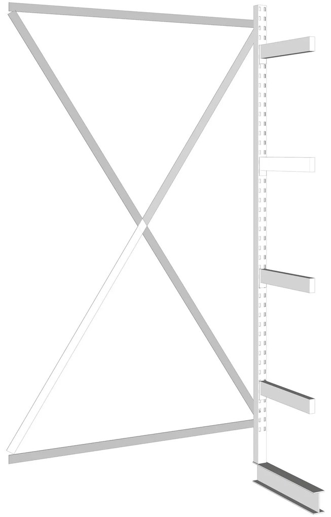 META Konzolový regál, jednostranný, 430 kg, 2500 x 1330 x 730 mm, prístavný