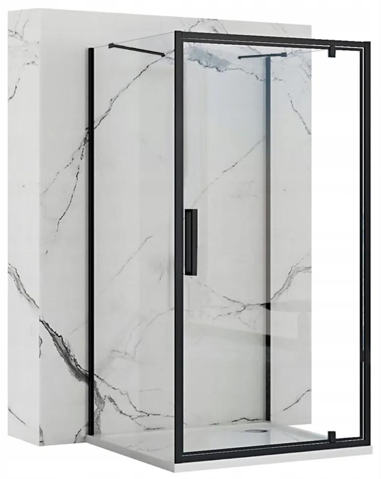 Rea Rapid Swing, 3-stenový sprchovací kút 100 (dvere) x 100 (stena) x 195 cm, 6mm číre sklo, čierny profil, KPL-009957