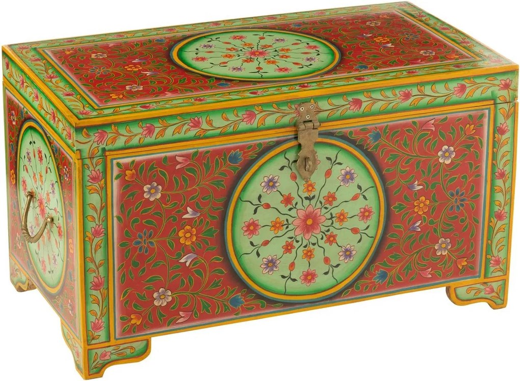 Drevená farebná truhla Mumbai mango wood - 78*43*45 cm