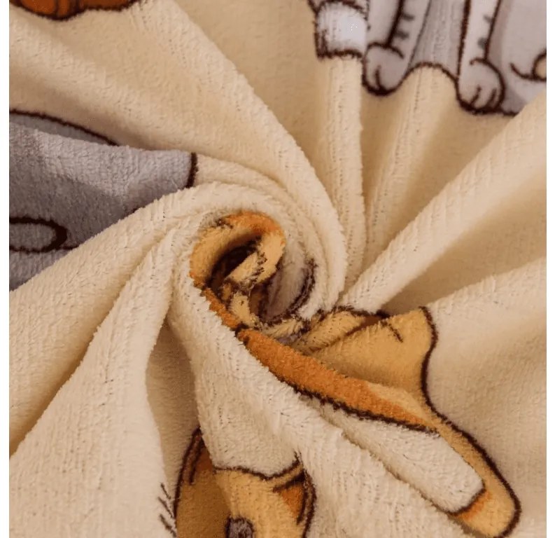 Plachta mikroplyš COLORED CATS 200x200 cm krémová