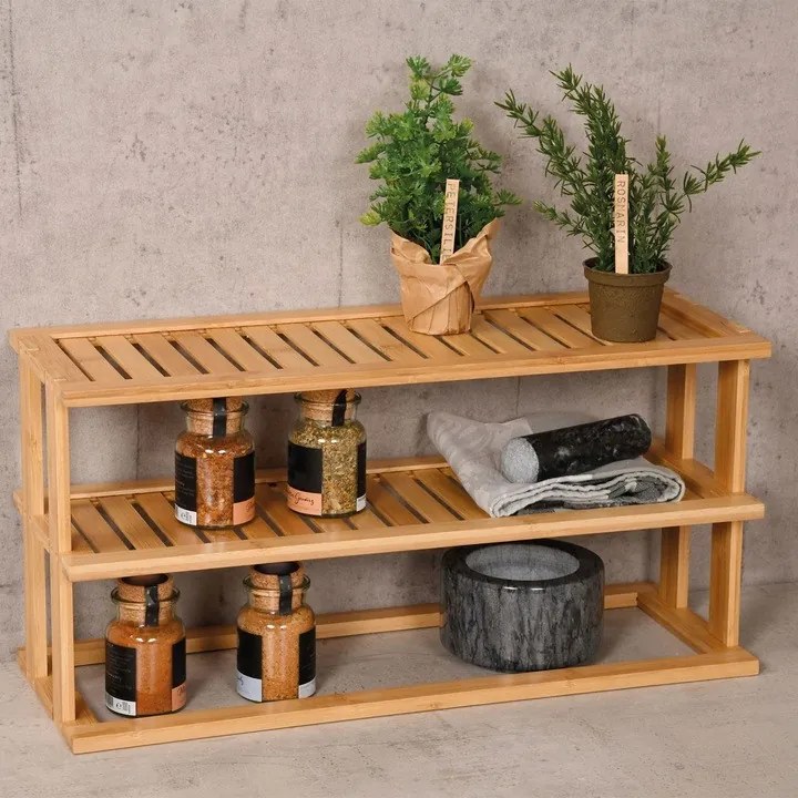 Kesper Prídavná polička do kuchyne, botník, bambusová XXL - 55x20x27