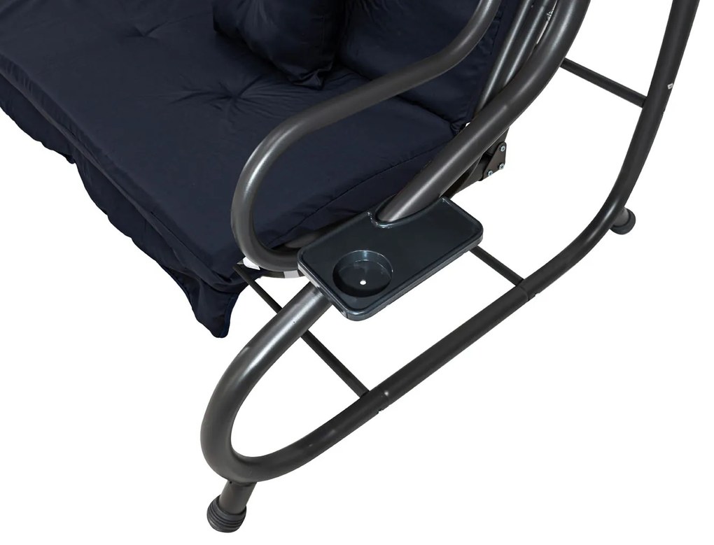 Záhradná hojdačka so strieškou, skladacia 2x1 námornícka modrá