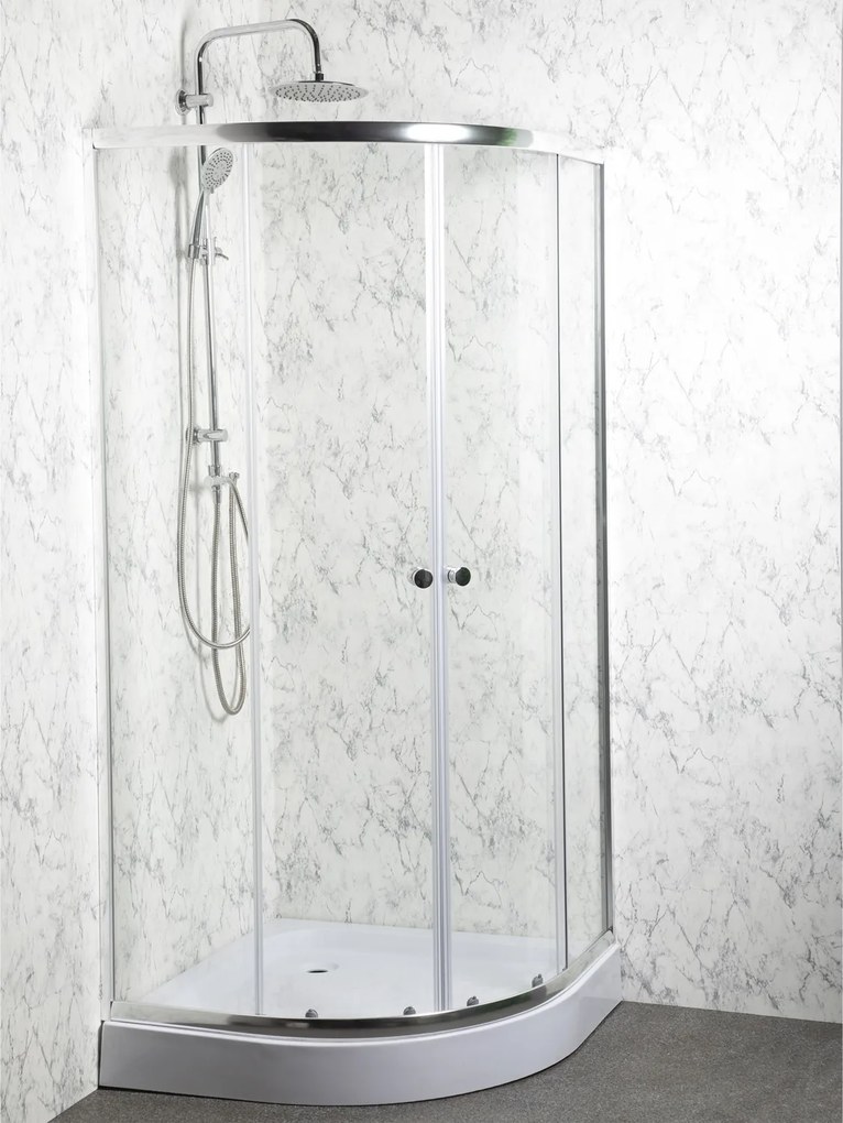 Novoterm Štvrťkruhový sprchovací kút NV-Leo 80x80 chróm/transparent + vanička