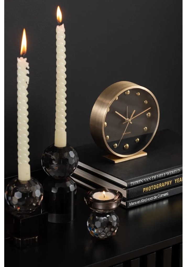 Karlsson 5970BK dizajnové stolné hodiny/budík čierna, pr. 16 cm