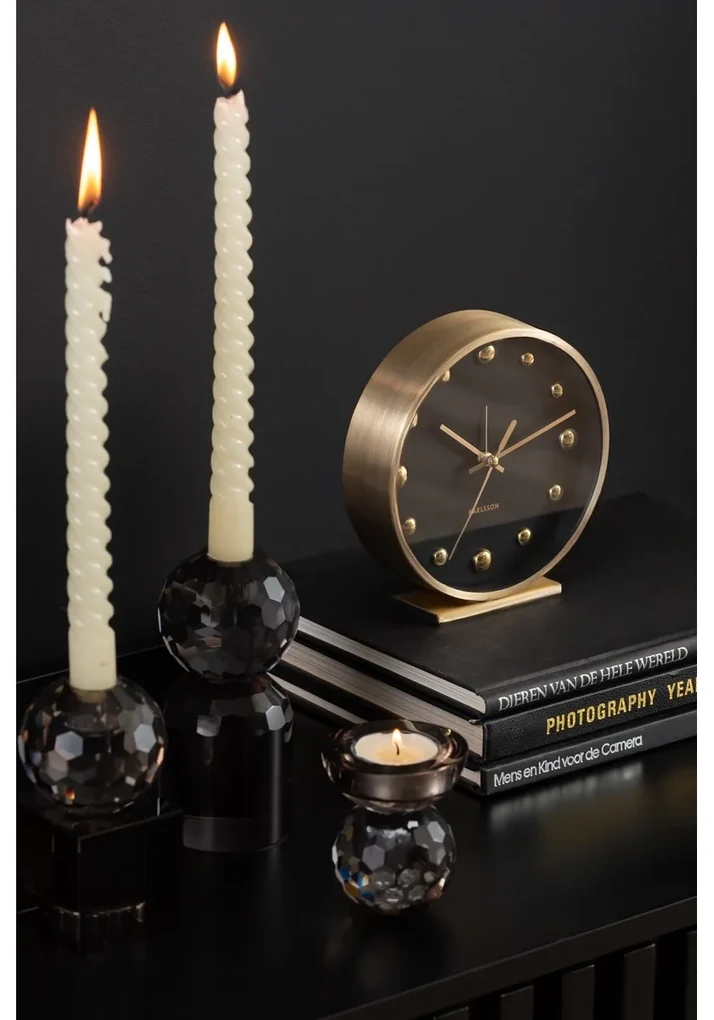 Karlsson 5970BK dizajnové stolné hodiny/budík čierna, pr. 16 cm