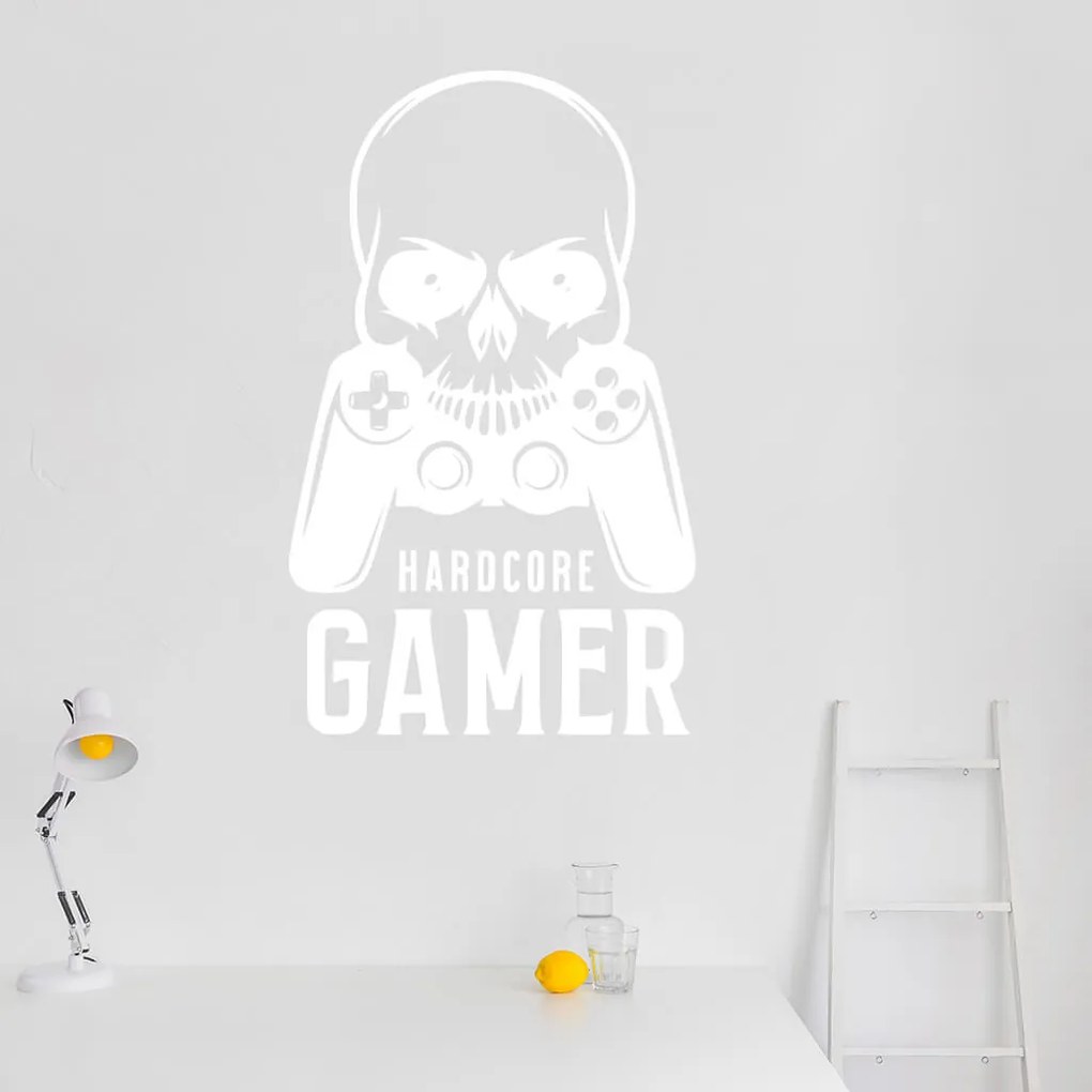 Veselá Stena Samolepka Hardcore Gamer Farba: šedá, Veľkosť: 60 x 36 cm