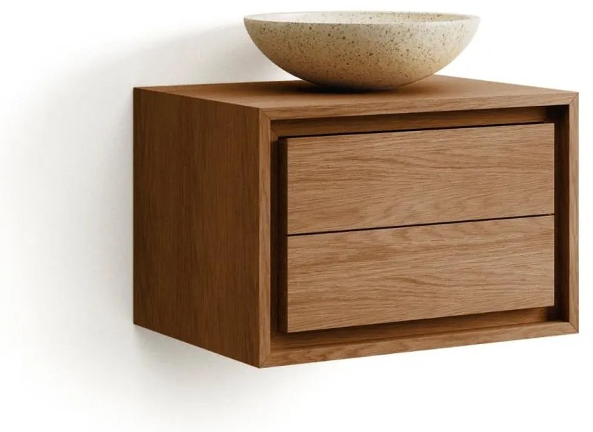 Hnedá závesná skrinka pod umývadlo z teakového dreva 60x40 cm Kenta – Kave Home