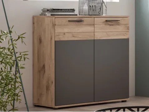 Skrinka Mason 80 cm, dub/šedá%