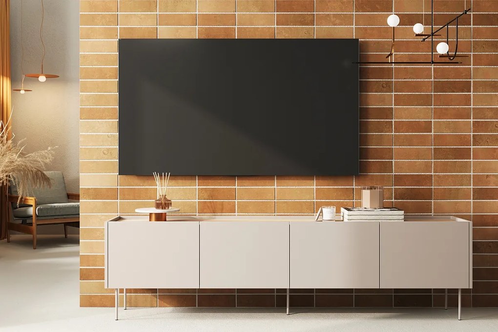 TV skrinka štvordverová Desin 220 4D - kašmír / Dub nagano