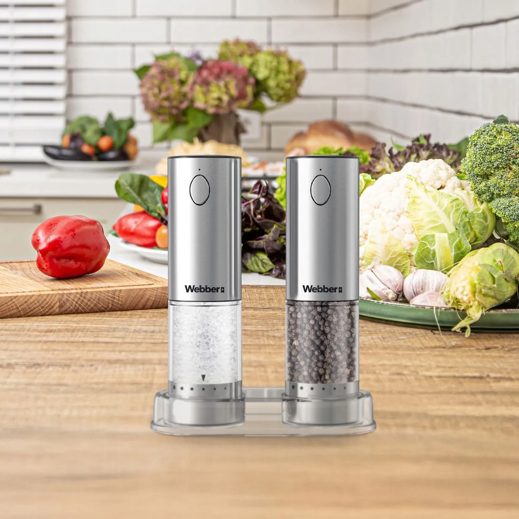 WEBBER Elektrický mlynček na soľ a korenie - dobíjateľný