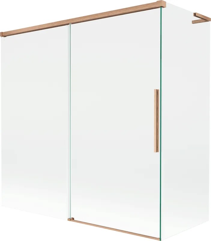 Mexen Rox, L posuvná 2-krídlová vaňová zástena 160 + 70 x 150 cm, 8mm číre sklo, medený matný profil, 8C9L-160-070-65-00