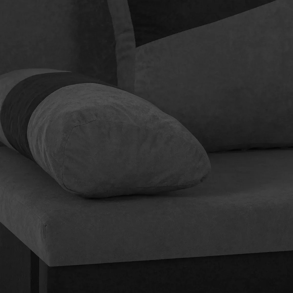 Rozkládací rohová sedací souprava ROLO Šedá/Černá