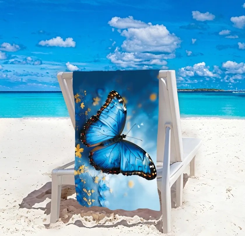Plážová osuška DREAMING 100x180 cm modrá, 100% mikrovlákno
