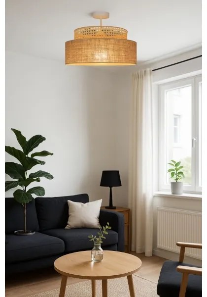 Prisadený luster BOHO 1xE27/60W/230V pr. 40 cm ratan