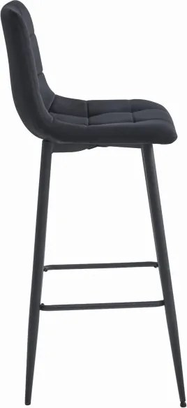 Barová stolička ARCETO zamatová čierna (čierne nohy)