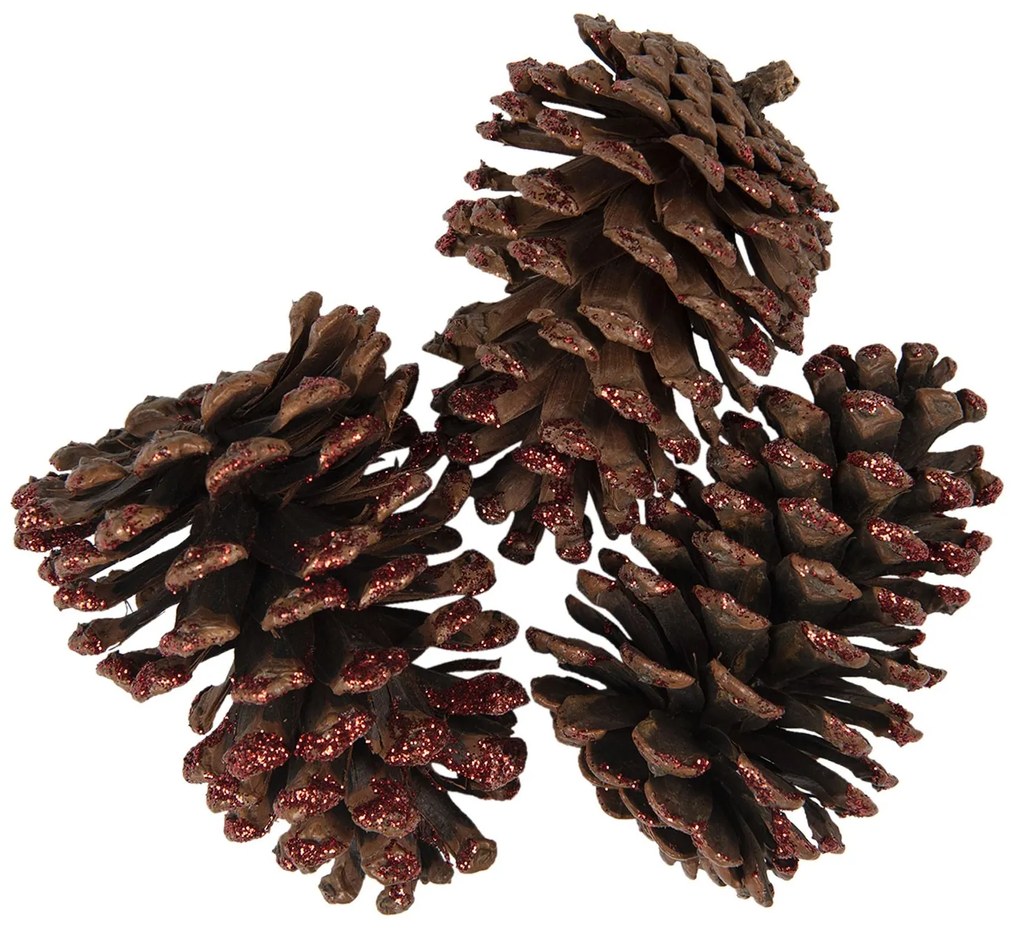 3 ks dekoratívnych hnedých šišiek - 8/10 cm