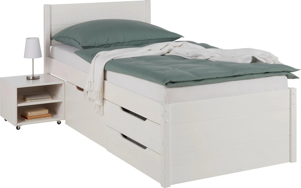 XXXLutz POSTEĽ S ÚLOŽNÝM PRIESTOROM, 90/200 cm biela Zandiara - Online Only spálne - 000528046802