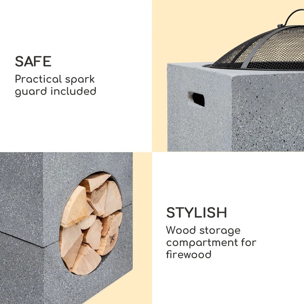 Blumfeldt Monolith, ohnisko s grilom, MgO a oceľový plášť, lapač iskier