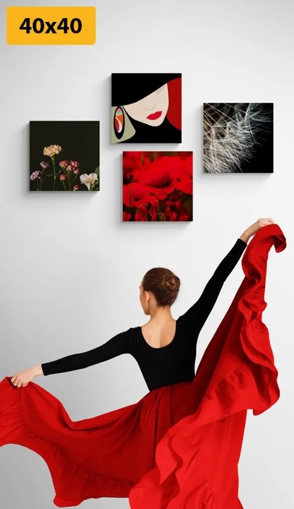 Set obrazov elegantná žena v zaujímavom štýle - 4x 40x40