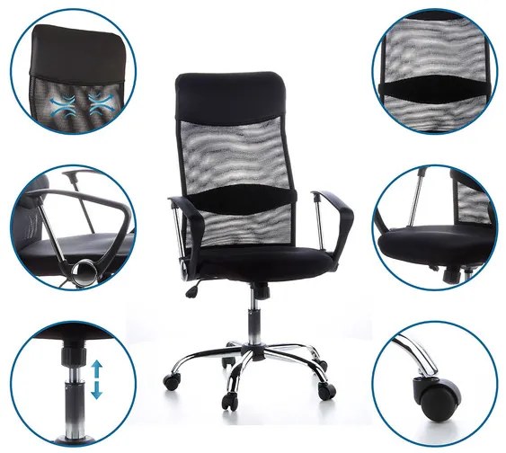 hjh Office Kancelárska stolička Aria High, čierna (100337166)