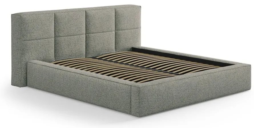 Zelená čalúnená dvojlôžková posteľ s úložným priestorom s roštom 160x200 cm Simon – Micadoni