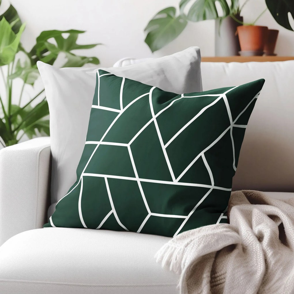 Goldea bavlnená obliečka na vankúš - mozaika na tmavo zelenom 45 x 45 cm