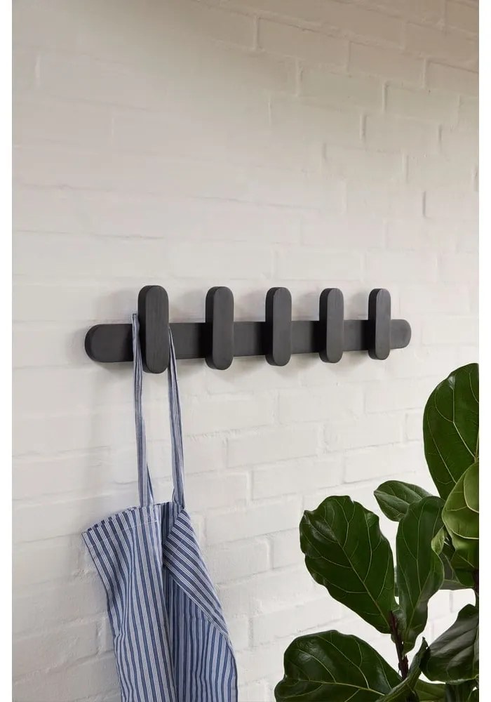 Čierny nástenný vešiak z jaseňového dreva Merry - Hübsch