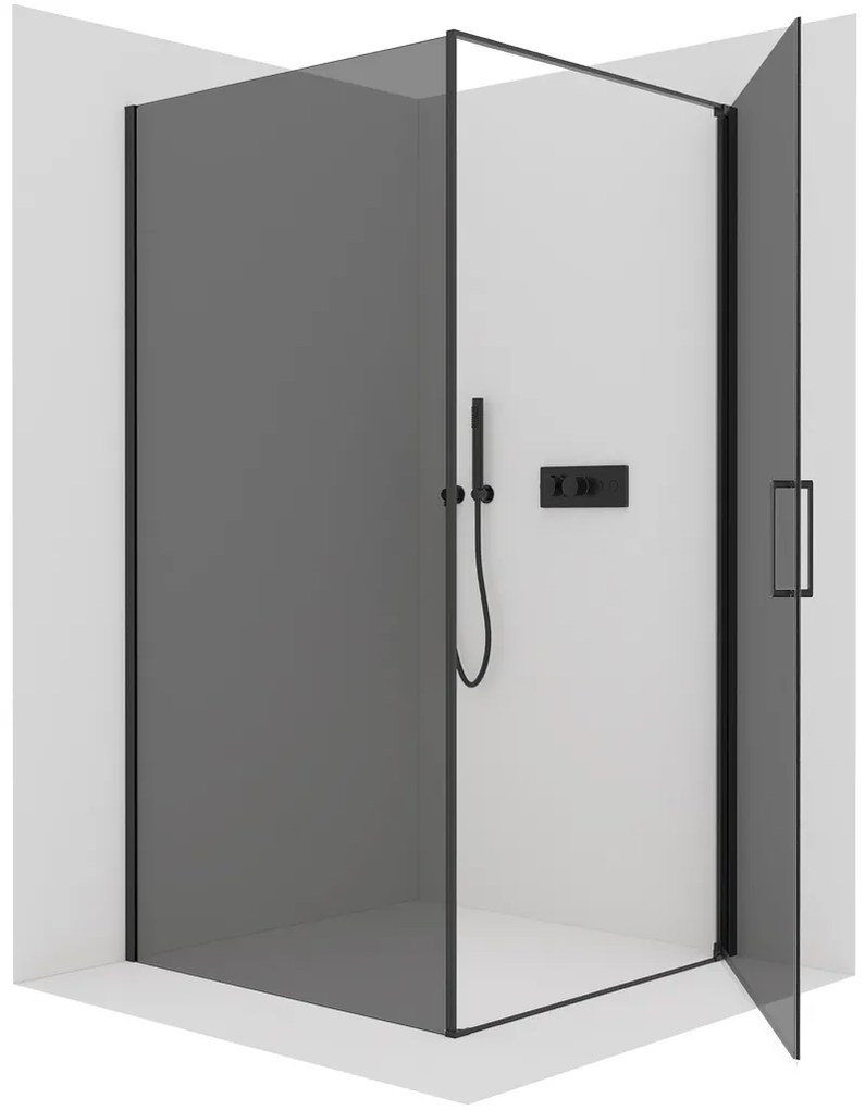 CERANO - Sprchovací kút Porte Ľ/P - 8 mm - čierna matná, grafitové sklo - 90x70 cm - krídlový, CER-CER-8050BD7493