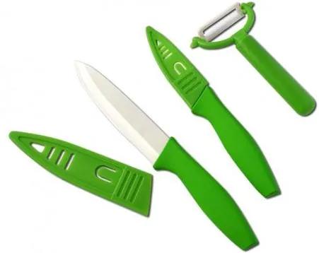 TORO Keramické nože so škrabkou, 3 ks set, zelená