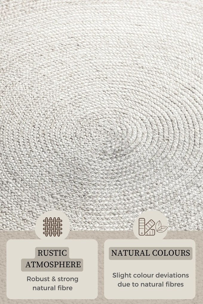 Hanse Home, Kusový koberec Jute Braided 106321 White kruh, 140x140 (priemer) kruh, biela, chodba / predsieň