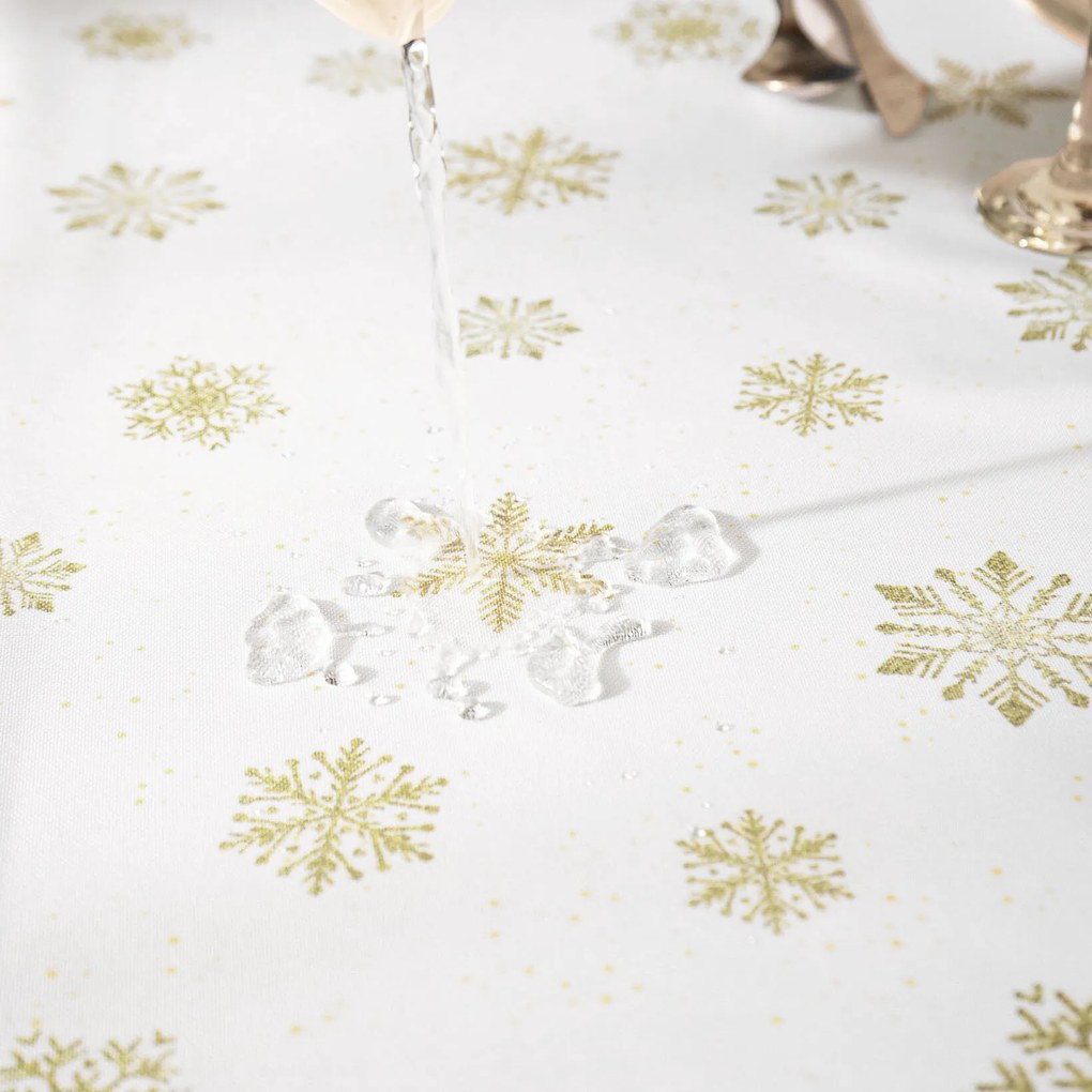 Goldea hranatý teflónový obrus - zlaté snehové vločky 120 x 160 cm