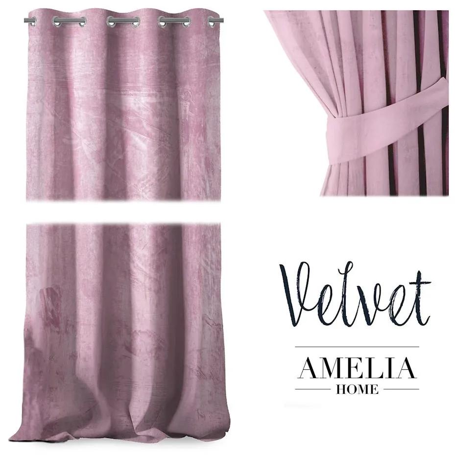 Záves AmeliaHome Velvet 140x270 cm ružový