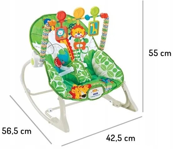 EcoToys Detské hojdacie kresielko 3v1- zelené