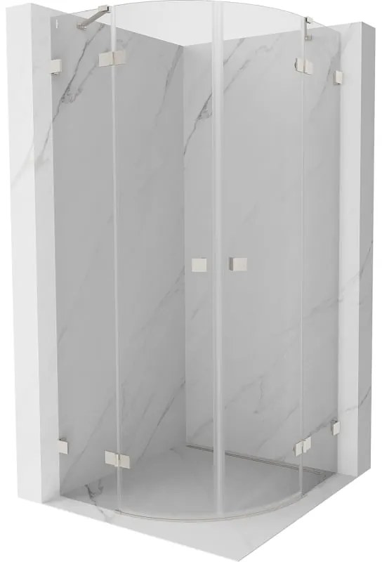 Mexen Lunar, polkruhový výklopný sprchový kút 80 x 80 cm, 8mm číre sklo, oceľový profil, 833-080L-080P-97-00