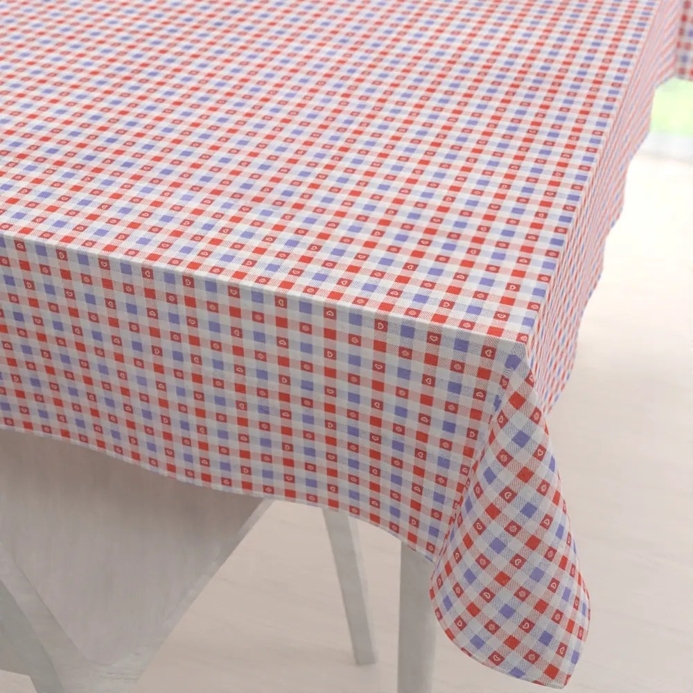 Biante Dekoračný obdĺžnikový obrus Leona LN-028 Červeno-modré káro 50x100 cm