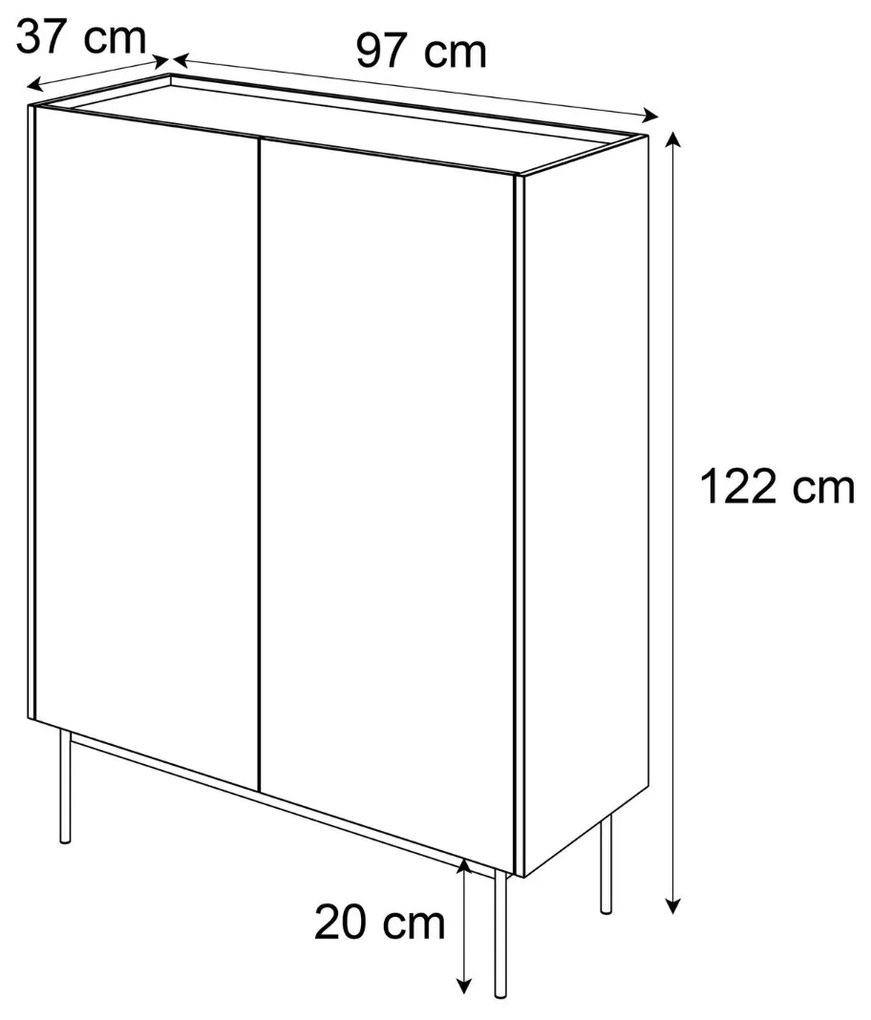 VYSOKÁ KOMODA LUCCA KAŠMÍR / DUB LINEA 97 cm