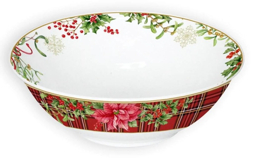 Bielo červená vianočná misa na šalát 23cm