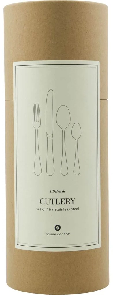 House Doctor Sada príborov z nerezovej ocele Brush Silver – set 16 ks
