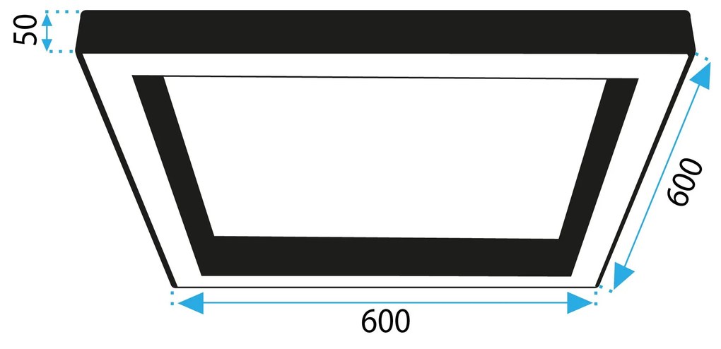 Toolight Toolight, LED stropné svietidlo 60x60x5 cm 36W 4000K APP1284-C, čierna, OSW-00942