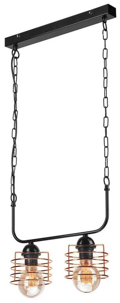Luster na reťazi MORGAN 2xE27/60W/230V čierna/medená