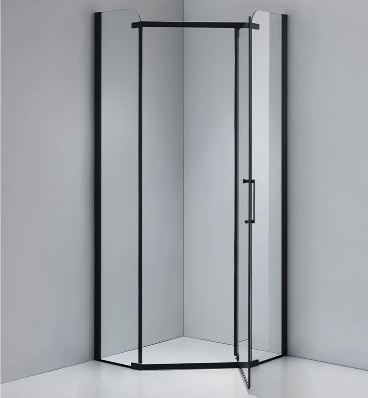 BPS-koupelny Päťuholníkový sprchový kút KZ91B BL 90x90 čierna/transparent - bez vaničky