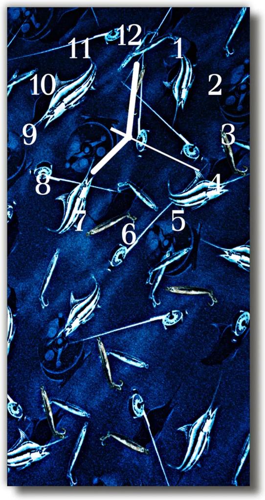 Sklenené hodiny vertikálne  Zvieratá Modré ryby