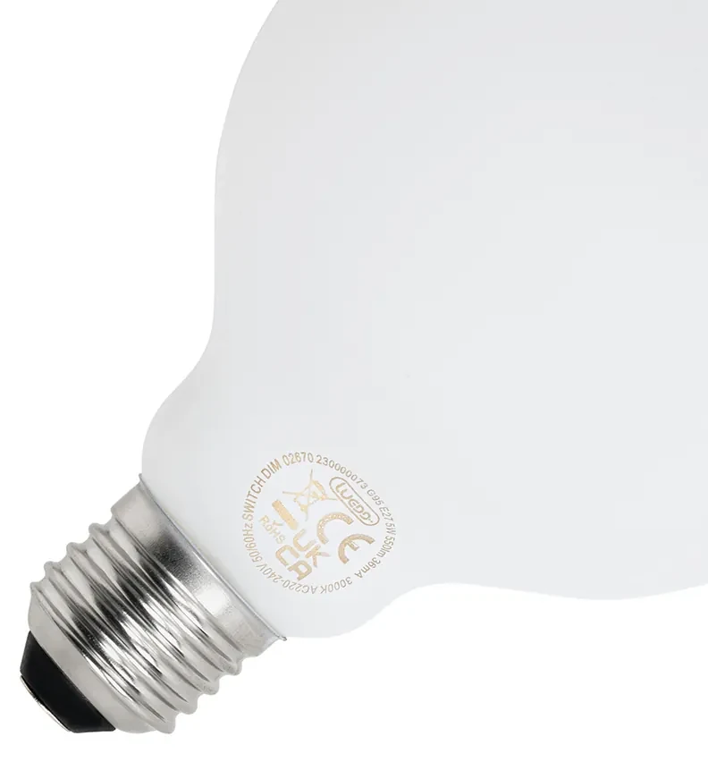 Sada 5 stmievateľných LED žiaroviek E27 s 3-stupňovým stmievaním G95 matné 5W 550lm 3000K