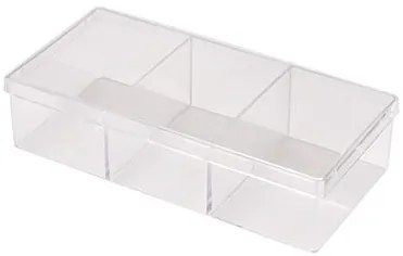 Organizér na drobnosti, 3 priehradky, s vekom, transparentný CURAPROX, 20 x 7 x 4