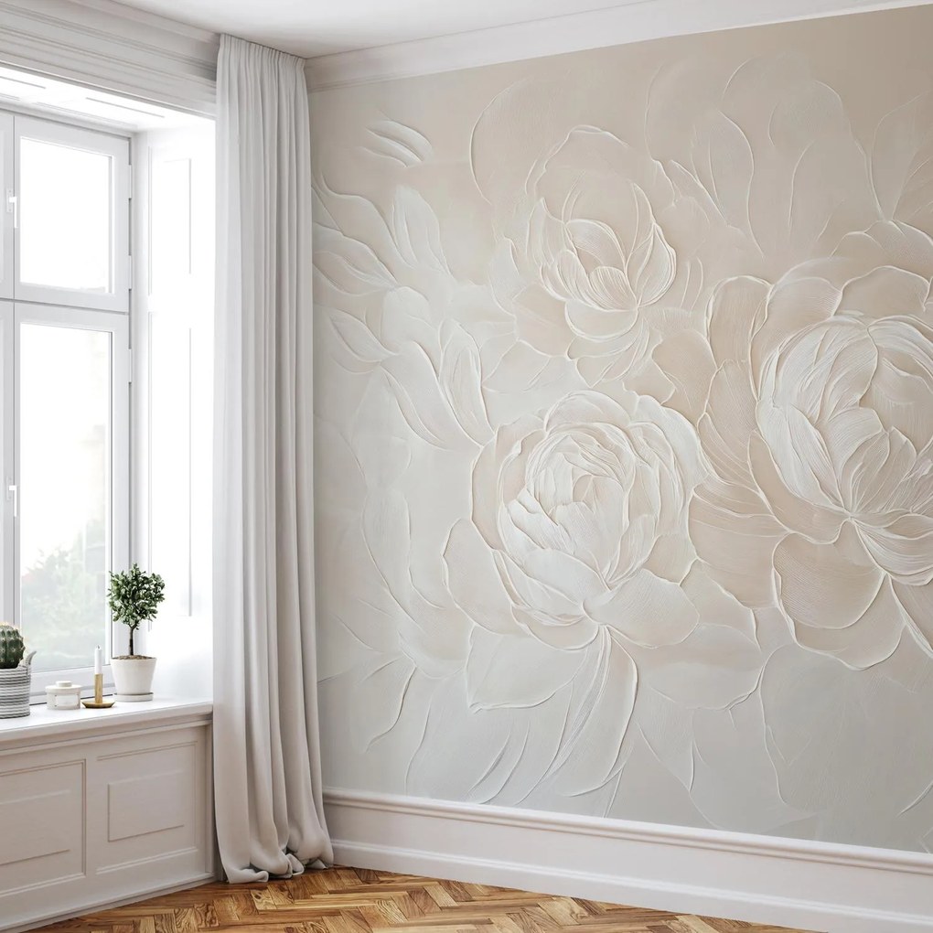 Fototapeta - Elegantné béžové kvety (147x102 cm)