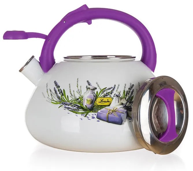 Smaltovaná pískacia kanvica LAVENDER 3 l