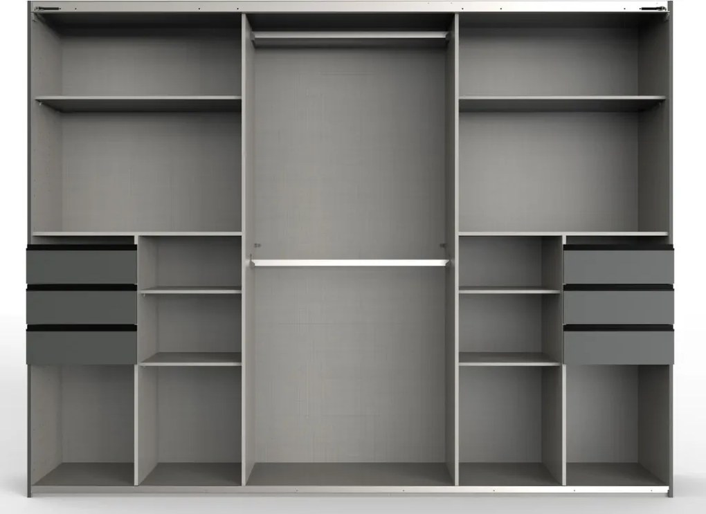 Šatníková skriňa so zrkadlom Saigon 270 cm, grafit